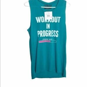 Chin Up Graphic Work Out Tank Size M